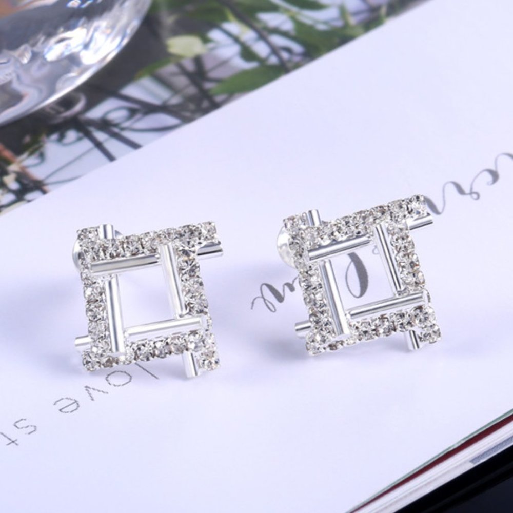 Classic Cubic Zirconia Wedding Stud Earrings for Women, FB16FA1007